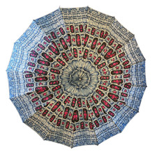 Bracciale tondo plastica lucite ombrello anni 60 manico vintage blu rosa mandala