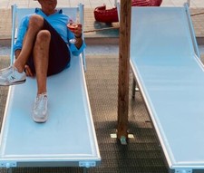 Lettino da Spiaggia con Tettuccio Pieghevole Bianco Rimini stock 35 pezzi