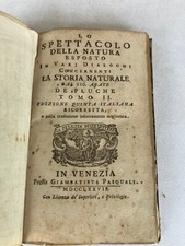 LO SPETTACOLO DELLA NATURA -Pluche, Nöel Antoine-In Venezia 1777-T.2-10 stampe