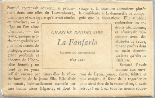 Baudelaire fanfarlo - baudelaire,