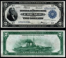 1918 $2 LARGE Size BATTLESHIP