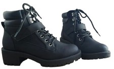 Sugar Women's Black Foux Ankle Hiker boots Shoes Size 6 