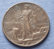 REGNO D'ITALIA REGNO VITTORIO EMANUELE III° SAVOIA CINQUE 5 CENTESIMI 1909 PRORA