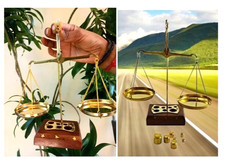 Bilancia bilancia pesatrice decorativa in ottone di classe da 7" Tarazu con r...