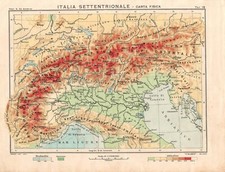 Carta geografica antica ITALIA SETTENTRIONALE ALPI VETTE PASSI 1935 Antique map