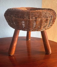 Sgabello in Rattan e legno 1950 TONY PAUL vintage stool