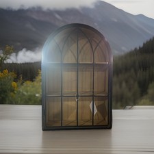 Megara Mobile da Parete Decorativo in Legno ad Arco Sospeso con Anta per Ripostiglio Aperto;