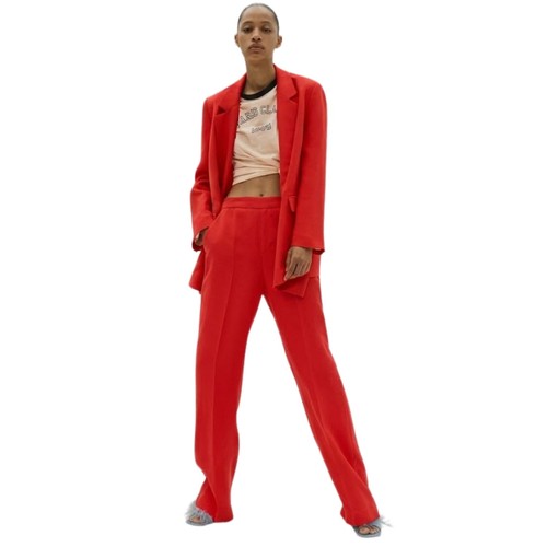 Zara cherry linen pantaloni - cherry,