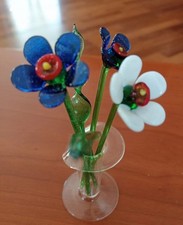 Vaso con fiori in vetro di Murano. Nuovo con scatola