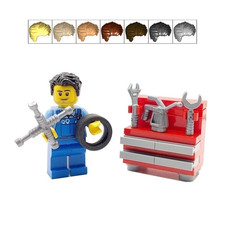 Originale LEGO® Auto Meccanico Cake Topper Decorazione Garage Uomo e Banco da Lavoro Strumenti