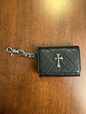 Portamonete in pelle cuori cromati portachiavi nero con pulsante ferramenta argento usato