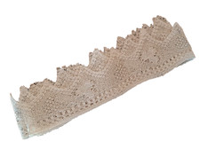 Pizzo a filetto, bordo, colore beige, all'uncinetto, lunghezza 4,85 metri