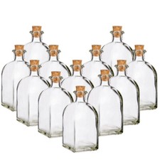 12 Bottiglie piccole di vetro 250 ml tappo sughero da decorare liquori aromi sal