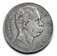 Regno d'Italia 2 lire 1885 Rara Umberto I BB