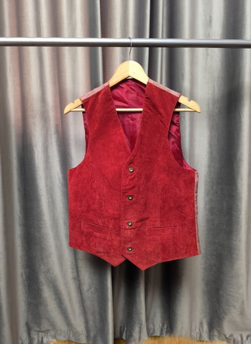 Gilet vintage rosso pelle
