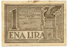 1 LIRA OCCUPAZIONE TEDESCA DELLA PROVINCIA DI LUBJANA 28/11/1944 BB