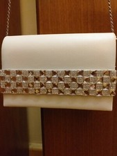 Tracolla donna elegante bianca in ecopelle con svaroski, piccola firmata ChiaraB