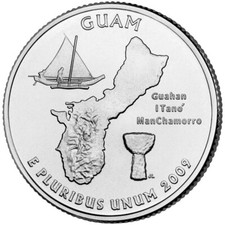 2009 P Guam Territorio Quartiere di Stato. Rotolo non circolato da US Mint.