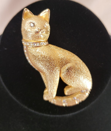 Spilla gatto scaffale strass