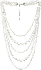 Multi-Fila Bianco Perla Statement Collana Collare Perlina Charms Pendente, Abito