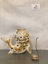 portacandele oro bianco pesce elegante giardino esterno aperto tavolo portacande