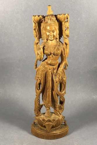 Scultura legno dea - in, lakshmi