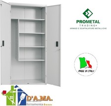 Armadio armadietto portascope pratiko in metallo verniciato grigio 80x40x180h