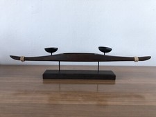 Portacandele Etnico Barca In Teak