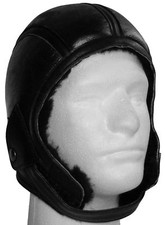 ELMETTO AVIATORE IN PELLE DI SHEARLING NERO STILE SECONDA GUERRA MONDIALE