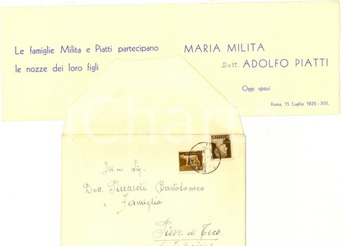 1935 roma partecipazione nozze - roma,