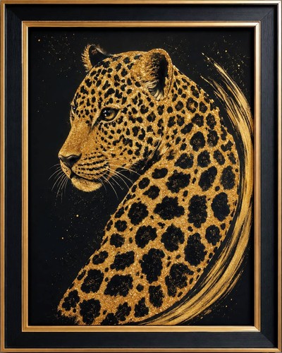 Quadro dipinto mano leopardo - quadro,