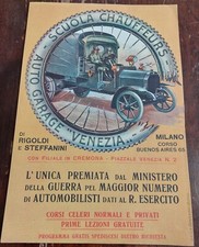 PUBBLICITA' SCUOLA CHAUFFEURS  SAIGA ARMANINO MILANO 1914 GRAFICA ORIGINALE 