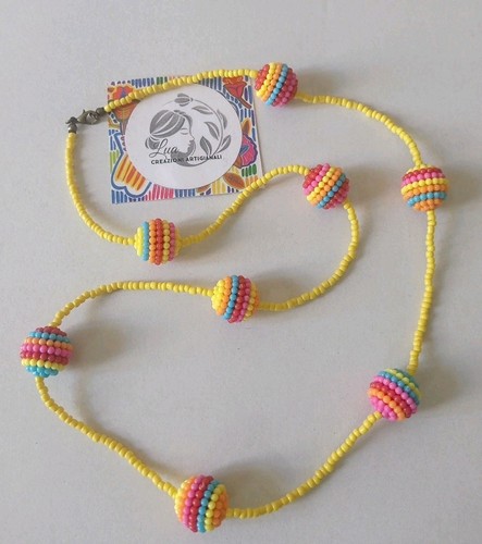 Collana gialla perline con - collana,