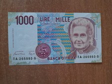 Banconota Lire 1000 mille Montessori non  Circolata anno 1990