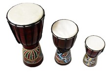 20/30/40 cm dipinto a mano DJEMBE BONGO DRUM intagliato pezzo unico legno DOT PAINTING