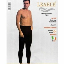 Mutanda gamba lunga caldo cotone da uomo nero bianco Leable 331-198 calzamaglia 
