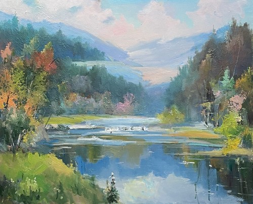 Dipinto olio calmo pittore