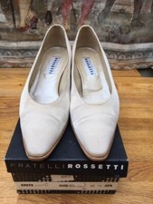 Scarpe corte Fratelli Rossetti, avorio grosgrain, indossate (una volta) nella scatola originale