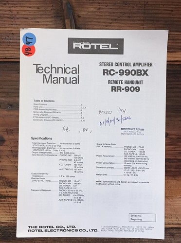 Rotel 990bx 909 - rotel, rc-990bx