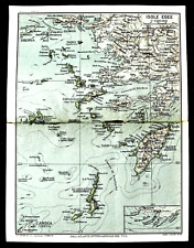 1929 ANTICA STAMPA TOPOGRAFICA:ISOLE EGEE..RODI,CANDIA SCARPANTO Scala 1:1500000