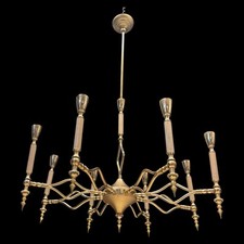 Lampadario in ottone 8 luci Mid Century design FILC Milano Vintage