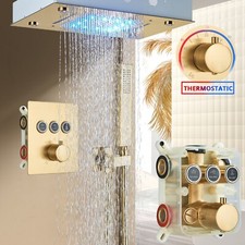 LED Miscelatore Soffione incasso doccia set 3 Via cascata oro doccetta sistema