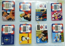 SCHEDE PER RICARICA TELEFONICA ANNI 90 DA 100.000 LIRE TIM FUMETTI 8 SCHEDE .