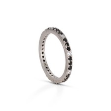 Eternity Ring Argento 925 con Zirconi Neri Elegante Anello Veretta 2mm