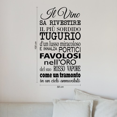 Adesivo frase vino - vino, cucina