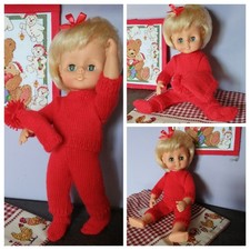 BAMBOLA FRANCESE IDEAL LLOISIRS 1988 CM.40 PERFETTA COMPLETO LANA ROSSO NATALE