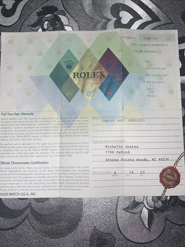 Garanzia rolex 168622 - garanzia,