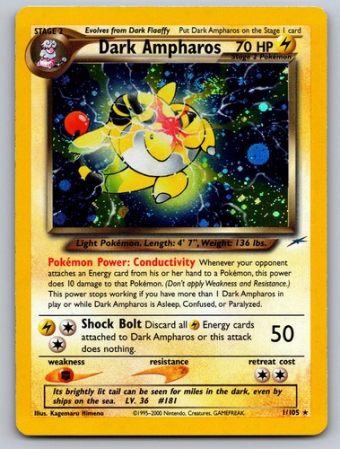 Dark ampharos 105 raro neo - ampharos,