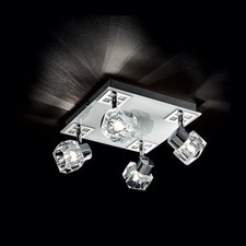 Plafoniera In Vetro Nero 4 Luci Cristallo Moderna Faretti Orientabili Ideal LUX