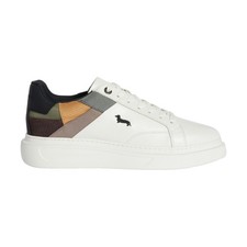 Harmont&Blain 030 A40 Sneakers Uomo Stringate In Vera Pelle Bianco Multicolor
